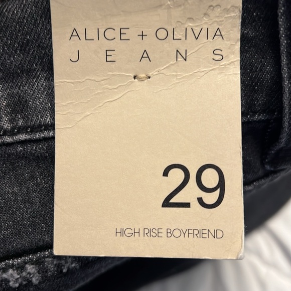 Alice & Olivia black boyfriend jeans new with tags Fringe  rhinestone size29 - Picture 10 of 12